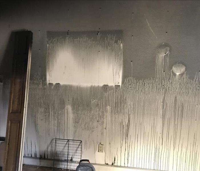 Soot covering most of a wall